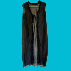 VINTAGE BLACK LONG TRANSPARENT ROBE ONE SIZE‎